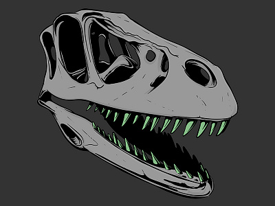 Raptor Skull cintiq dinosaur illustration raptor skeleton skull wacom