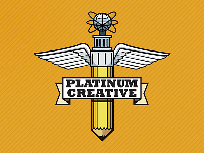 Platinum Pencil badge illustration pencil platinum creative vector wings
