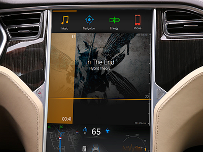 DailyUI 009 Music Player 009 car dailyui music player screen tesla touch ui ux