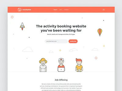 ActivityFan flat illustration minimal sketch web design