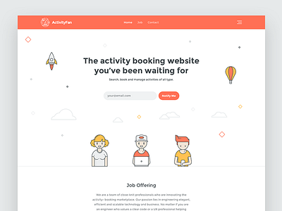 ActivityFan flat illustration minimal sketch web design