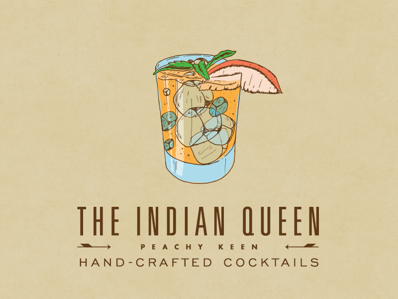 Indian Queen Drink Illustrations: Peachy Keen cocktail drinks illustration