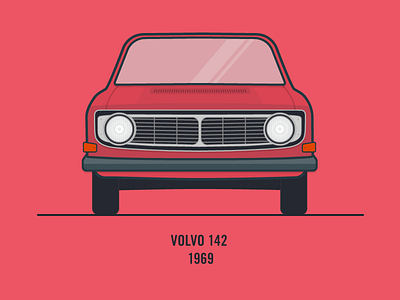 Volvo142 car flat illustration matte old scandinavia sixties sweden swedish vehicle volvo