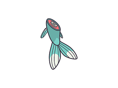 Good Eats chopped death fish food illustration raw stroke sushi tail vector wip