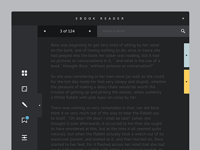 Book Reader dark ebook stickynotes ui