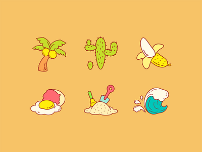 Sandy Beach🌞 banana cactus coco egg sand spray sticker