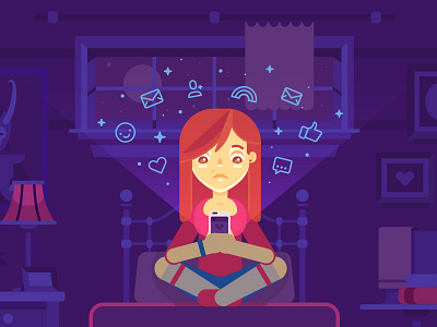Lonely Teen / Magic App / Talk Life alone app flat girl icon illustration loki magic mobile stolz talk life teen
