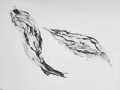 Waves I abstract acrylcolor art blackwhite illustration ink structure watercolor waves