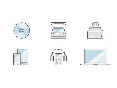 Flat Icons disk flat icon laptop player printer scanner
