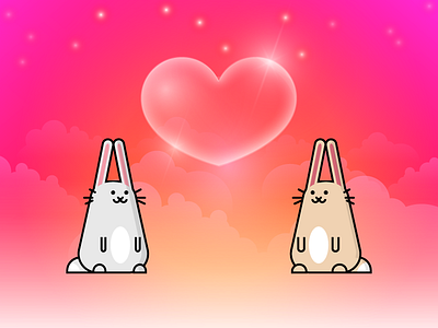 Sticker for app «1+1» balls cloud hare illustration love sticker