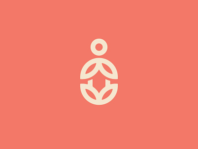 Yoga brand design identity line logo mark pose red salmon symbol warm yoga