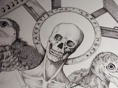 Sacratissimo Cordi Morte death handmade illustration pencil skull