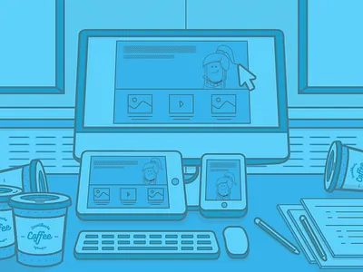 My Workspace blue caffeine illustration vector