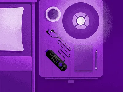 Roku Social Illustration bed illustration night remote roku sleep tv