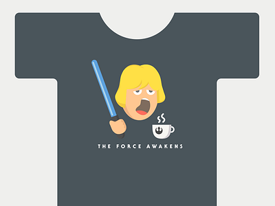 Luke Wakeup Tshirt coffee force awakens jedi lightsaber luke skywalker starwars tired