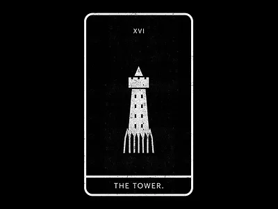 The Tower. black minimal tarot tower white