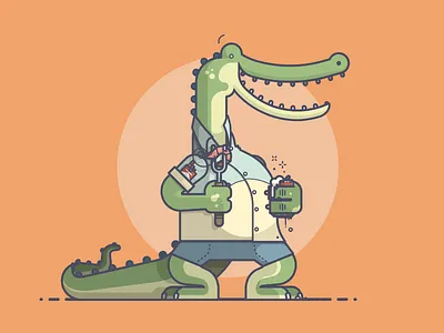 That Bayou Life alligator bayou beer cigs crocodile illustration line art shrimp smile smokes teeth