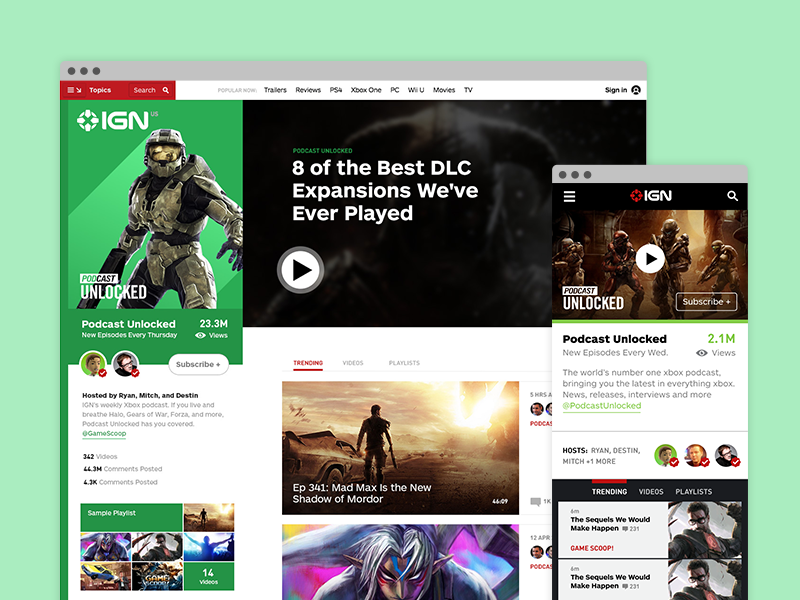 IGN Show Pages by Alex Gennette on Dribbble