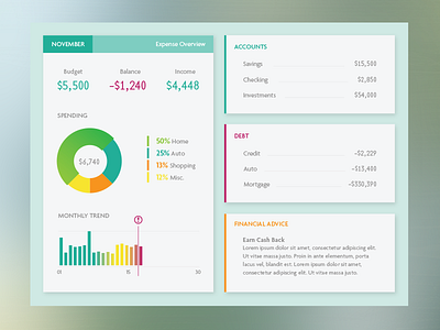 UI 3: The Big 50 bank budget dashboard finances graphs money ui