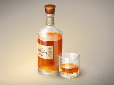 Whiskey bottle glass icon whiskey