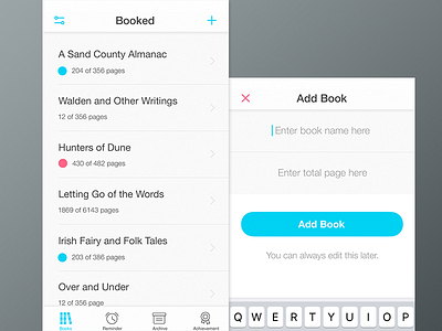 Wip - experiment app design book form ios 9 iphone 6 reading reminder ui user experience user interface ux