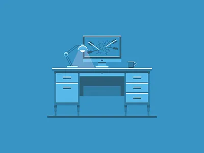 Job Hater arrow computer desk hate illustration job lamp vector