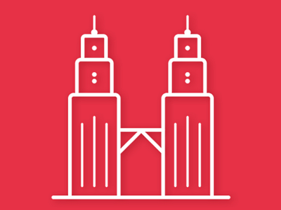 THE PETRONAS TOWERS design dots icon icons line red stroke tourism tower towers travel