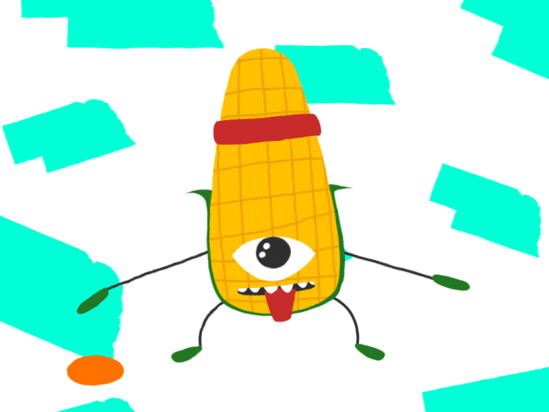 States GIF 09 - Nebraska! animation basketball bounce corn cornhuskers dribbble. monster dribble gif illustration nebraska states states gifs