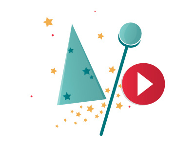 Graphic Wizards designer hat illustration magic motion graphics scepter stars teal wizard