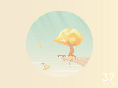 #QuinnsQuips animals autumn clouds cute fox low poly nature sky storytelling sunset tree wind