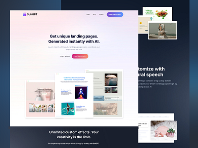 SoftGPT Landing Page Generator ai powered ai landing page ai software ai tolls design landing page generator landing page templates marketing tools platform style ui ui design ux ux design uxui web design web ui web ux website builder website design