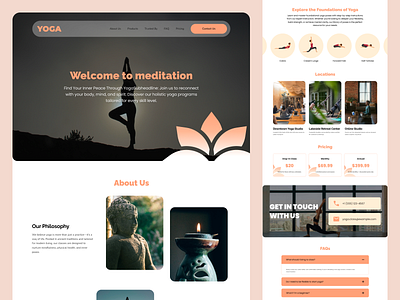 Yoga Landing Page graphic design healing landing page light responsive website yoga