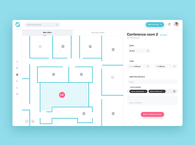 Conference Room, Workspace Booking UI app booking booking system clean ui create meeting dashboard meeting managment meeting room booking minimal ui office managment product design saas design ui ui design ui inspiration uiconcept user experience user interface web app workspace planner