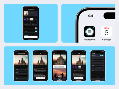 Instascribe Mobile App dark mode design ios ios app iphone design mobile app mobile design
