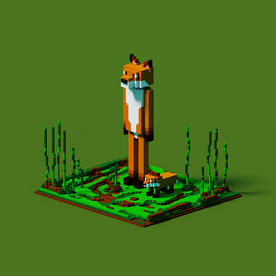 Max and Max Junior 3d design fox illustration pixelart voxel