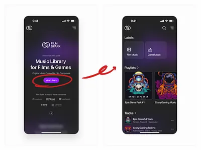 Music Library App // flow 1 branding design graphic design hero section illustration logo ui ux web webdesign