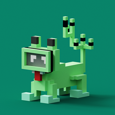 DigiDog 3d illustration magicavoxel voxel