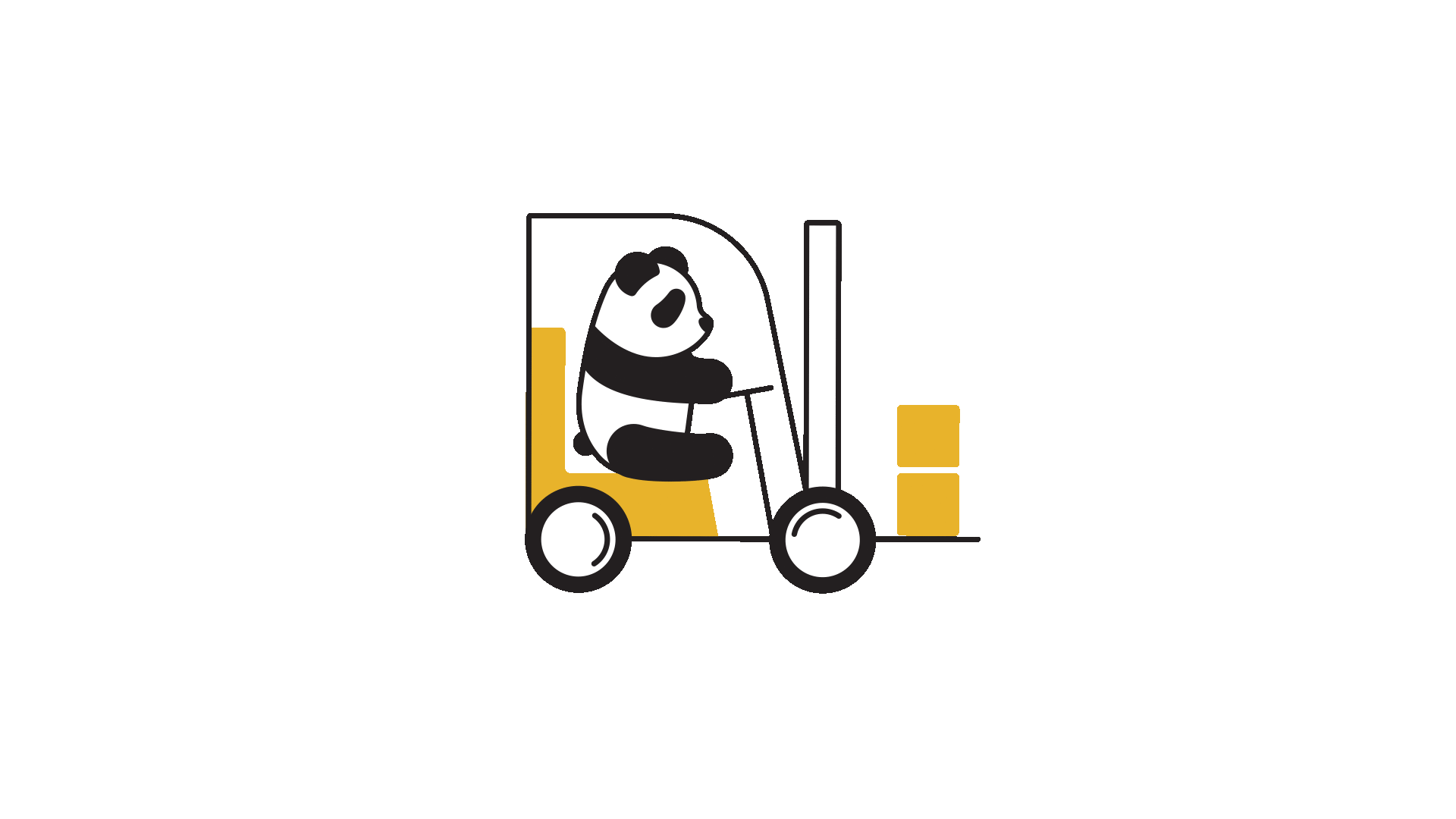 Forklift Panda animation bear cartoon drive forklift gif illustration industrial looping manufacturing panda vehicle