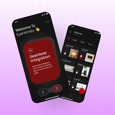 IoT-Based Smart Home App UI Concept - Eyehomely 🏡 app design branding cctv control home home control iot iot app iot development minimal mobile app modern design product design smart home smart home ui smart house smart lamp temperature ui ux ux design