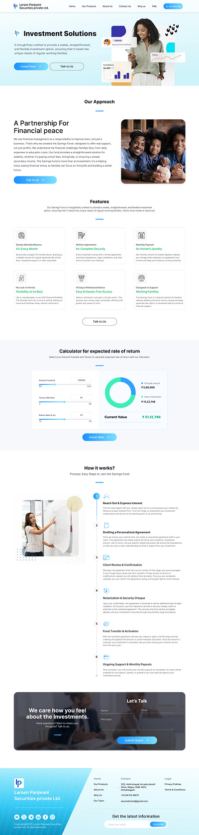 Landing Page | Investment Advisory branding design graphic design landing page logo ui ux website