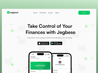 Financial App Landing Page UI app promotion app store banking ui clean ui digital wallet finance website financial app fintech design google play landing page loan services minimal design mobile banking professional design smart savings ui inspiration ui ux user experience web ui