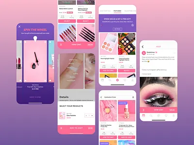 Beauty Products | E-commerce App app app design beauty app beauty products cosmetics e commerce ecommerce app eyeliner lipstick makeup mobile mobile app mobile app design mobile ui online shopping pink theme product catalog skincare ui design uxui