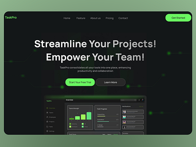 Dark Mode Project Management UI business software clean design dark mode dashboard ui data visualization minimal ui modern web productivity tool professional ui project management saas platform task manager team collaboration tech startup ui inspiration ui ux web application web dashboard workflow optimization