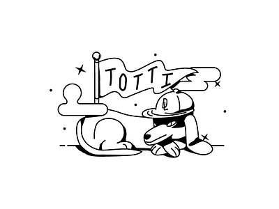 Totti cap chilling dachshund dl dog flag illustration vector