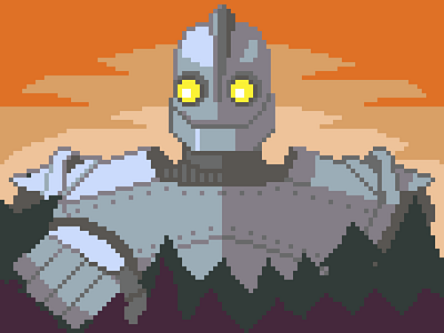 The Iron Giant cartoon pixel art pixel dailies pixels robot