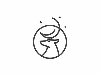 Harbinger deer logo moon night stars