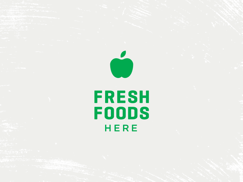 Fresh Foods Here apple food fresh fruit identity lemon logo onion pear pepper vegetable
