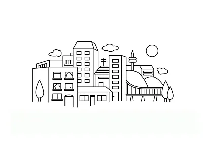 Real Estate Illustration architecture buildings city clean drawing illustration logo modern outline property real estate urban