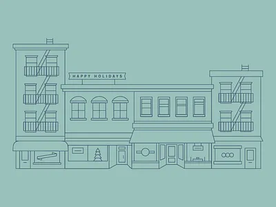 Storefront Illustration buildings city icons line lineart