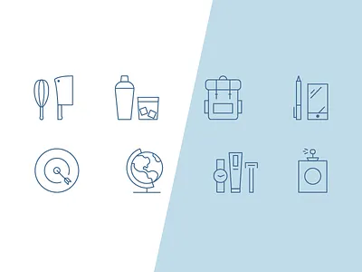 Persona Icons backpack bartender dartboard globe iconography icons shaving